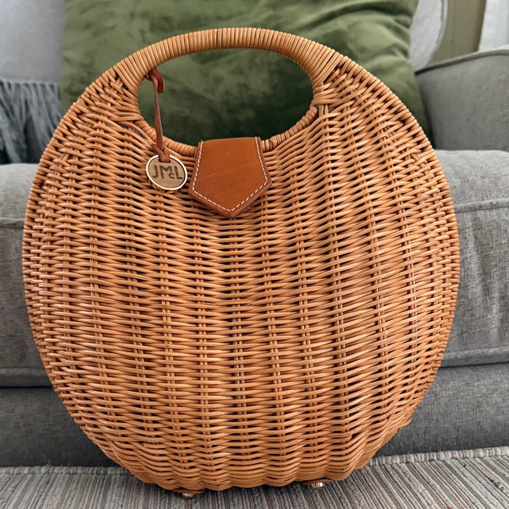 J. Maclaughlin Elegant Tan Woven Tote Bag